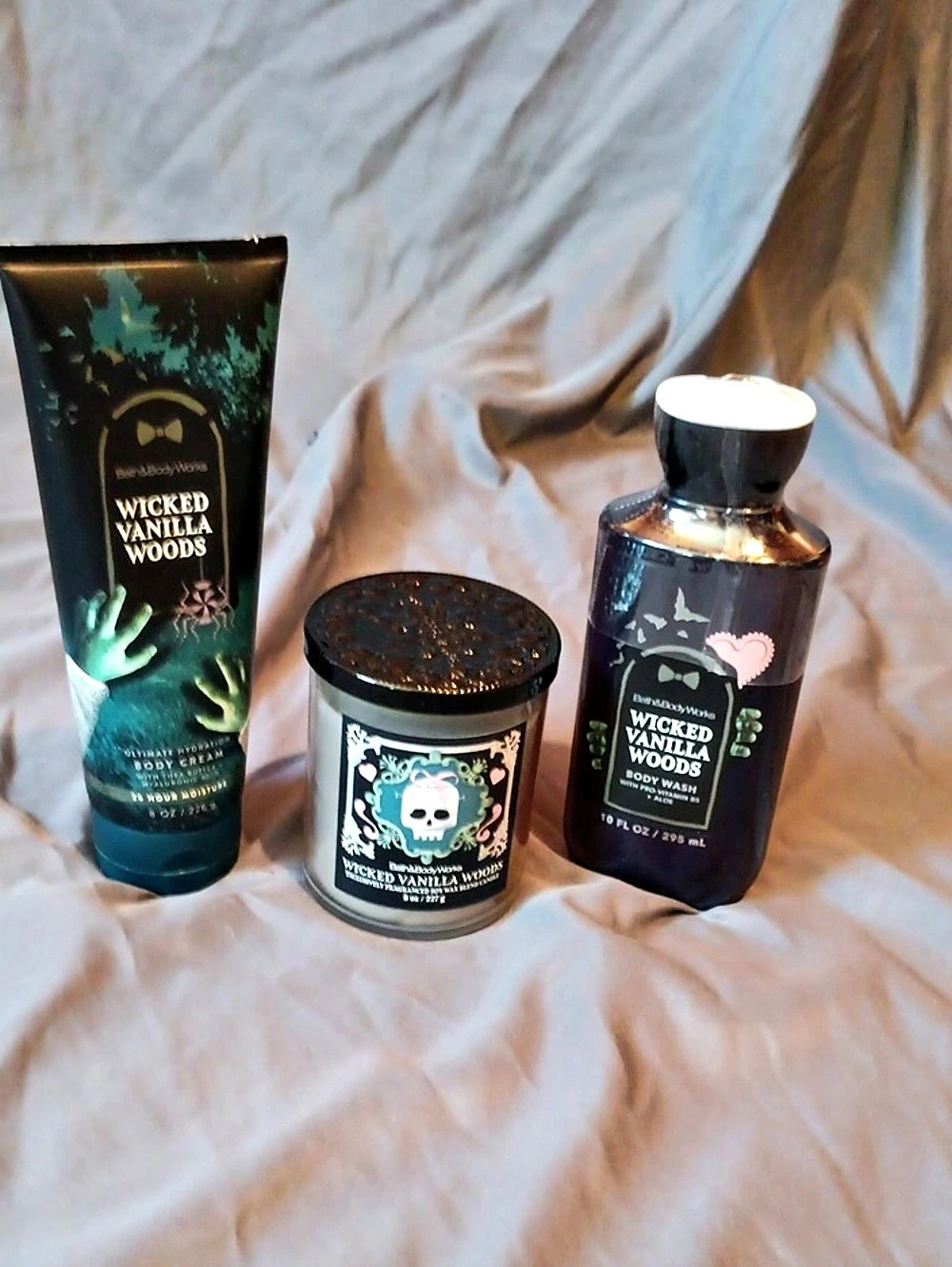 Bath & Body Works Wicked Vanilla Woods Body Care & Candle Set Black NWT